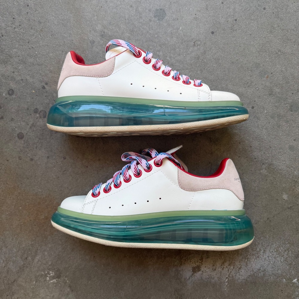 Alexander McQueen Oversized Transparent Sole White Red Teal Sneakers 611698 37